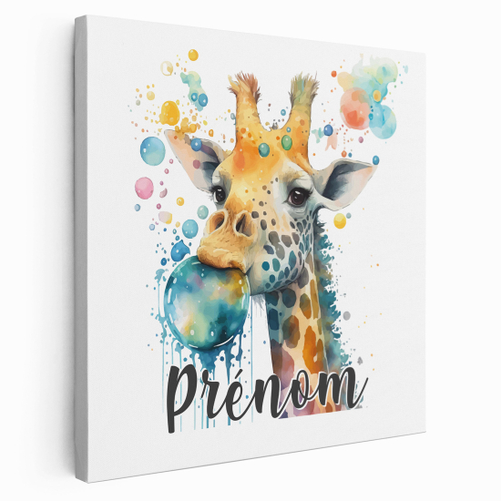 Tela per bambini personalizzata - Giraffa bolla colorata