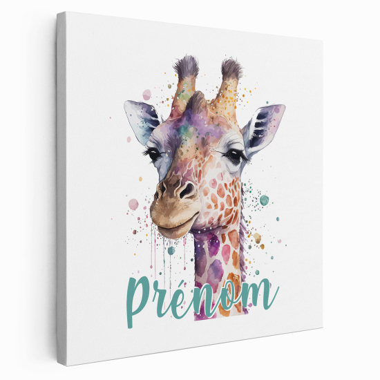 Tela per bambini personalizzata - Giraffa colorata