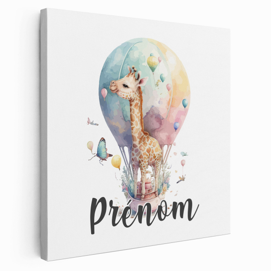 Tela per bambini personalizzata - Giraffa Mongolfiera