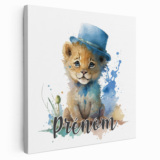 Tela per bambini personalizzata - Leoncino cappello