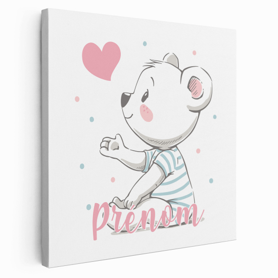 Tela per bambini personalizzata - Orsetto Cuore
