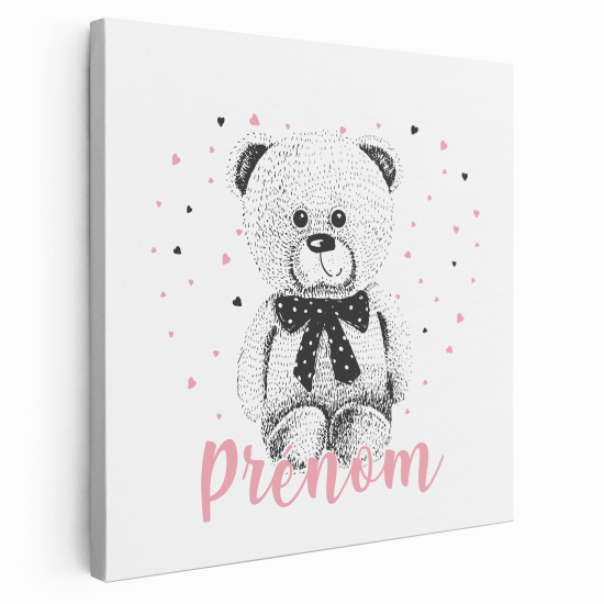 Tela per bambini personalizzata - Orsetto Cuori