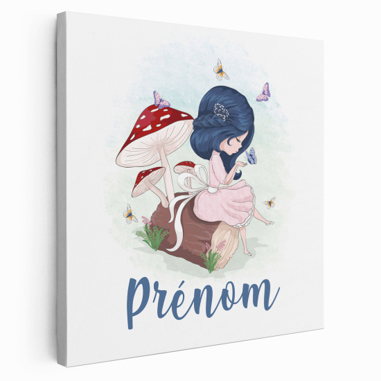 Tela per bambini personalizzata - Piccola Ragazza funghi
