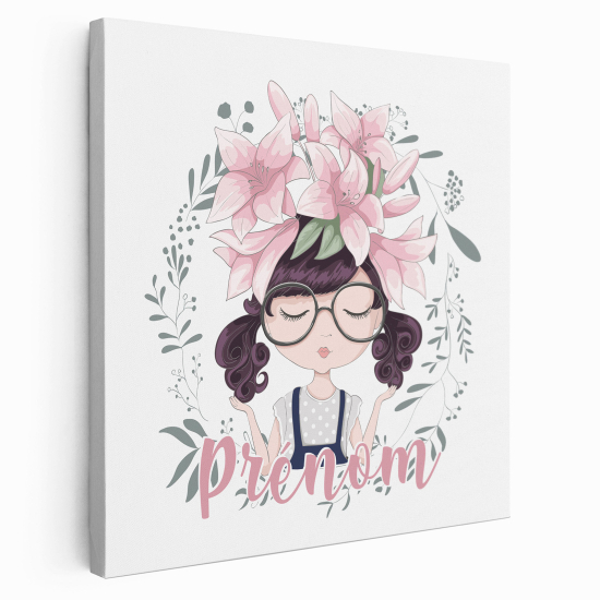 Tela per bambini personalizzata - Ragazza Fiori