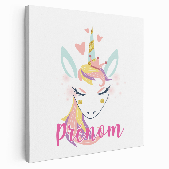 Tela per bambini personalizzata - Unicorno cuori