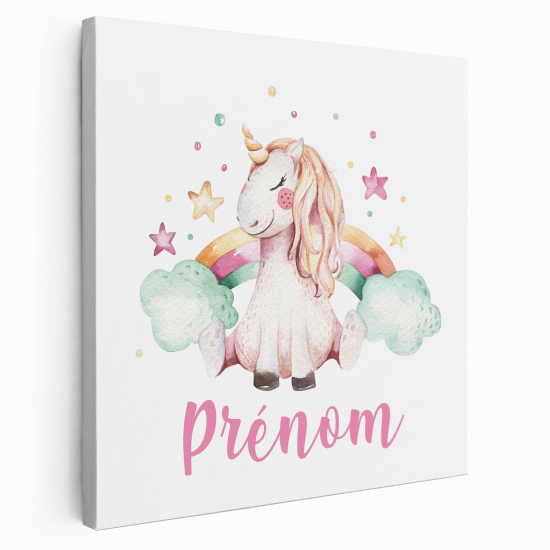 Tela per bambini personalizzata - Unicorno stelle arcobaleno