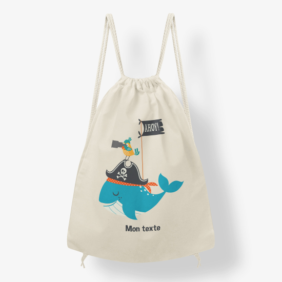 Zaino personalizzato con coulisse - Balena pirata