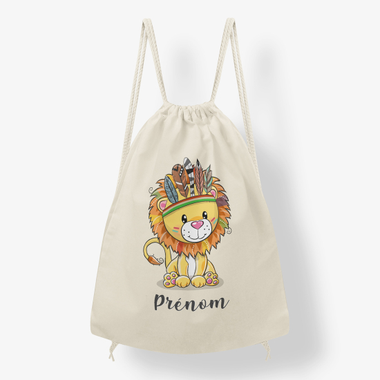 Zaino personalizzato con coulisse - Cucciolo di leone indiano