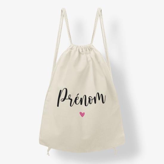 Zaino personalizzato con coulisse - Cuore nome