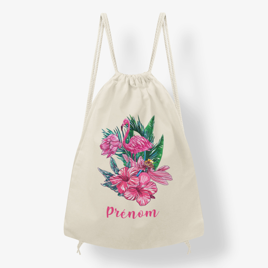 Zaino personalizzato con coulisse - Fenicottero in fiore