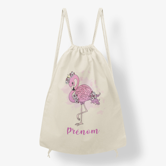 Zaino personalizzato con coulisse - Fenicottero rosa