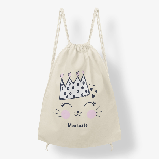 Zaino personalizzato con coulisse - Gattino corona
