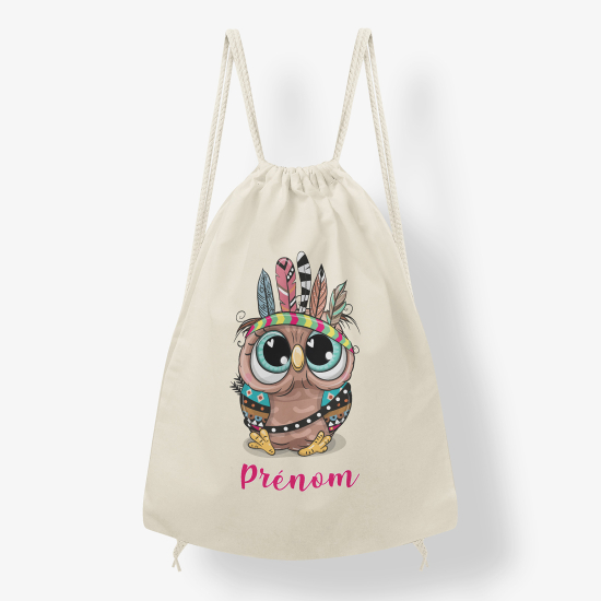 Zaino personalizzato con coulisse - Gufo indiano