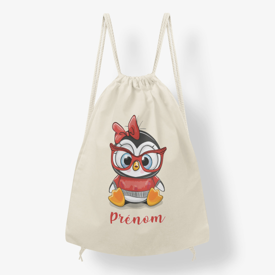 Zaino personalizzato con coulisse - pinguino