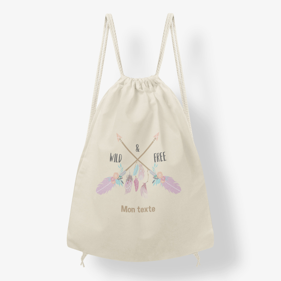 Zaino personalizzato con coulisse - Piume indiane