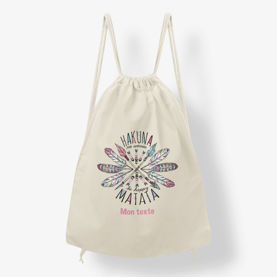 Zaino personalizzato con coulisse - Piume indiane