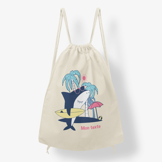 Zaino personalizzato con coulisse - Squalo surfista