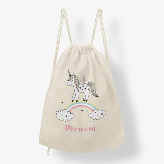 Zaino personalizzato con coulisse - Unicorno arcobaleno