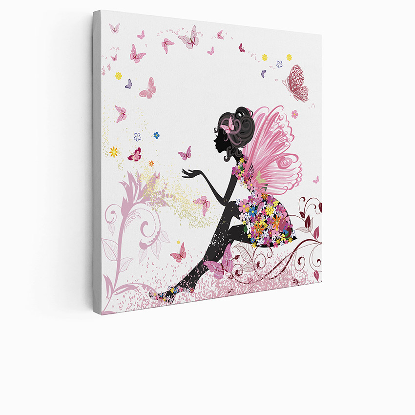 Set di 3 Tele per bambini personalizzate - Fate farfalle