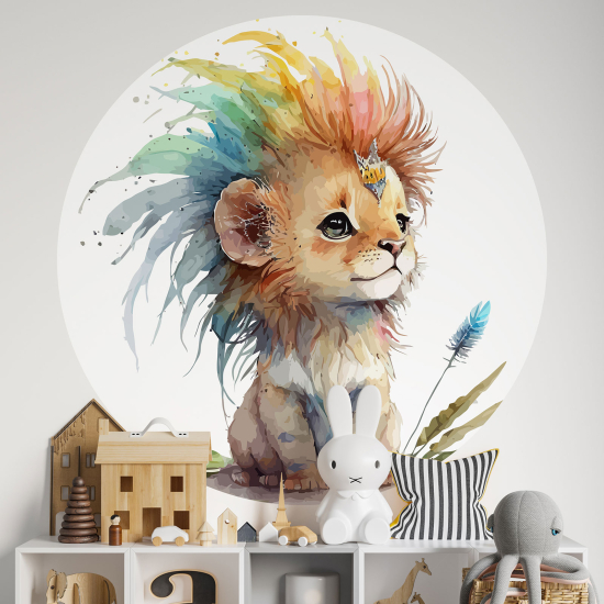 Adesivo Murale Cerchio / Rotondo per Bambini - Cucciolo di leone