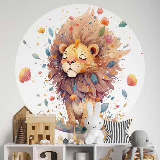 Adesivo Murale Cerchio / Rotondo per Bambini - Leone